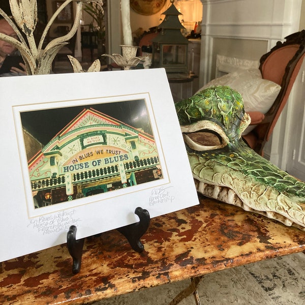 House of Blues Matted and Signed Photo - Small Matted Art - French Quarter Music - New Orleans - theRDBcollection - Renee Dent Blankenship