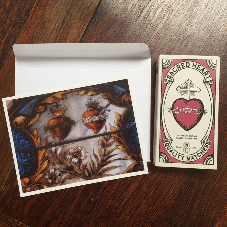 New Orleans Stationery Hearts Lilies and Crown Sacred Hearts Notecards theRDBcollection Red and Blue Cards