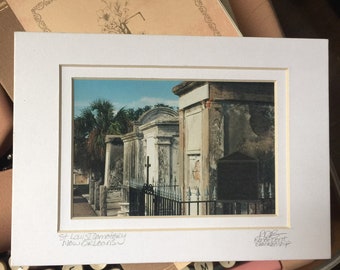 New Orleans Cemetery Photo Small Art Matted and Signed