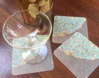 Ironwork in Aqua Coasters