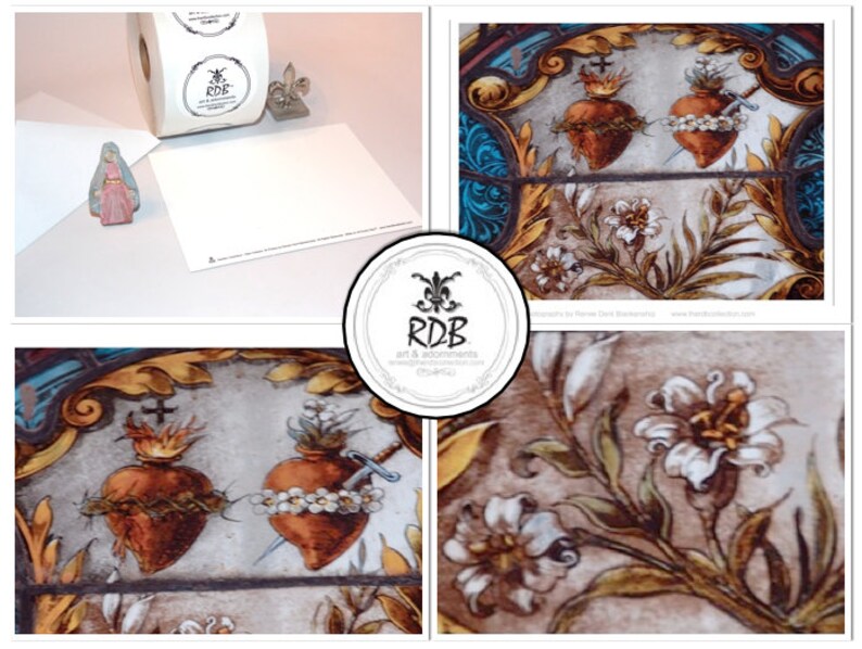New Orleans Stationery Hearts Lilies and Crown Sacred Hearts Notecards theRDBcollection Red and Blue Cards