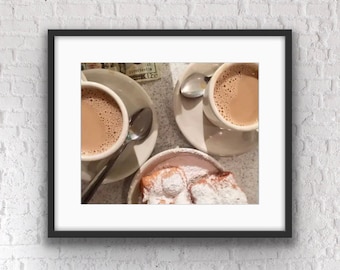 Beignets for Two Photo - Cafe du Monde Beignets and Cafe Au Lait - New Orleans Photography - theRDBcollection - Renee Dent Blankenship