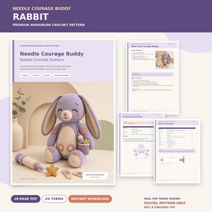 Needle Courage Buddy Crochet Pattern, Rabbit Amigurumi PDF, Pretend Care Play Toy
