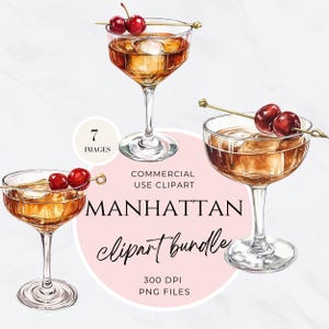 Manhattan Drink, Cocktail Speciali PNG, Clipart di Bevande per Matrimoni, Illustrazioni Digitali, Menù Cocktail, Bevande Alcoliche
