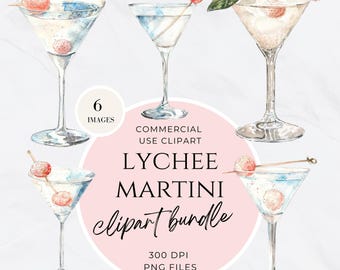 Copa de martini de lichi, cóctel de acuarela personalizado, menú de carrito de bar PNG, cóctel exclusivo, letrero de bebidas de boda, ilustración de alcohol