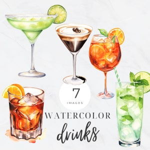 Cocktail Drink Bundle Clipart, Bar Getränke, Signature Cocktail, Alkohol, Hochzeitsgetränk Schild, Martini, Aperol Spritz, Espresso, kommerzielle Nutzung