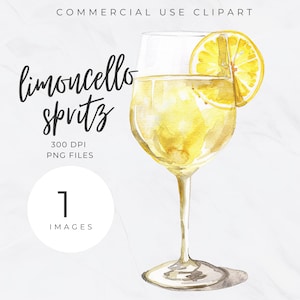 Signature Drink Zeichen Limoncello, Benutzerdefinierte Aquarell Cocktail Clipart, Limoncello Spritz Clipart Bundle, Signature Drink Bar Menü-Vorlage