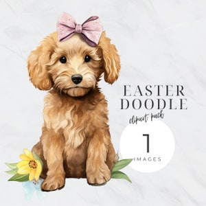 Golden Doodle Clipart, Ostern Doodle Hund, Hund Aquarell, Sofort Download, schwarz Labradoodle, Hunde Portrait, Golden Doodle Silhouette