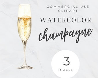 Champagne Bottle and Glasses Clipart, Champagne Tower Watercolor Clip Art, Wedding PNG, Signature Drink, Bar Menu Sign, Commercial Use