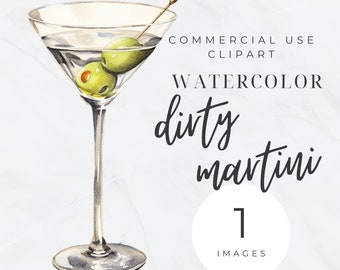 Bar Cart Clipart, Bar Menu Clip Art, Watercolor Signature Cocktail, Wedding Drinks Sign, Bar Cart, Alcohol Illustration, Dirty Martini PNG