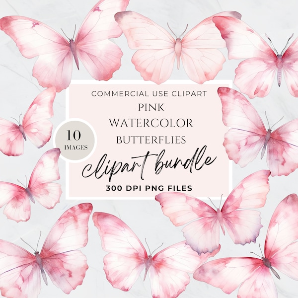 Transparent Background Pink Butterfly PNG, Commercial Use, Overlays, Clipart Instant Download, Colorful Butterflies, Spring, High Resolution