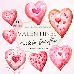 Valentines Sweets Chocolates Clipart, Watercolor Cute Valentines Cookies, Candy Shop Clipart, Digital Download PNG, Commercial License
