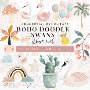 Boho Baby Doodle Clipart, ClipArt Boho Woodland Animals, Pacchetto acquerello primaverile, Png asilo nido arcobaleno, Baby Shower, Licenza commerciale