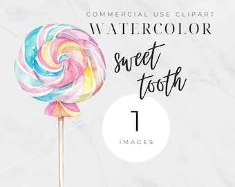 Land of Sweets Clipart, Watercolor Pastel Candy Land Clip Art, Sweets PNG Images, Desserts Bundle, Cupcakes, Lollipop, Milkshake, Cupcakes