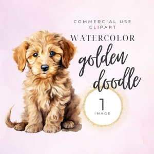 Golden Doodle Clipart, Doodle Dog, Acuarela de perro, Descarga instantánea, Labradoodle negro, Retrato de perro, Amor de mascota, Silueta, Guardería