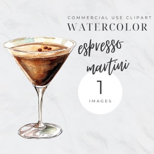 Clipart Espresso Martini, Cocktail ad acquerello, Drink esclusivo, Segno di matrimonio, Bevande da bar, Clipart pacchetto cocktail drink, Uso commerciale, PNG