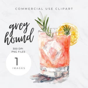 Windhund Aquarell Clipart, Benutzerdefinierte Aquarell Cocktail, Bar Warenkorb Menü PNG, Signatur Cocktail, Hochzeit Getränke Schild, Alkohol Illustration