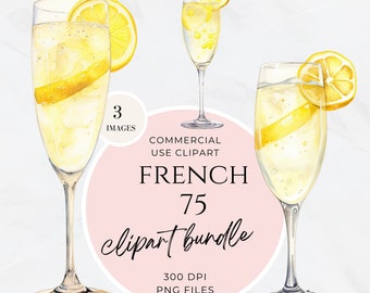 Bar Cart Clipart, Bar Menu Clip Art, Watercolor Signature Cocktail, Wedding Drinks Sign, Bar Cart, Alcohol Illustrations, French 75, PNG