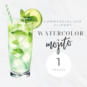 Mojito PNG Clipart, Aquarell Cocktail, Signature Drink, Hochzeitsschild, Bar Getränke, Cocktail Drink Bundle Clipart, kommerzielle Nutzung