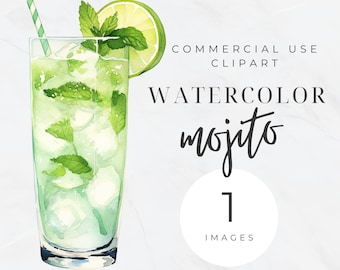 Mojito PNG clipart, aquarel cocktail, handtekening drankje, bruiloft teken, bar drankjes, cocktail drinken bundel clipart, commercieel gebruik