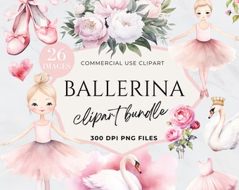 Clipart Watercolor Ballerina, Pink Ballerina, Ballerina Animal, Baby Shower, Nutcracker, Commercial Use, Instant Download, Transparent PNG