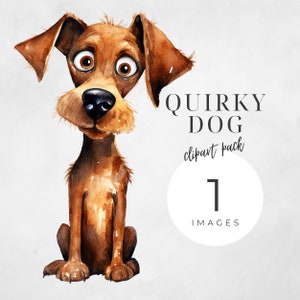 Watercolor Quirky Dogs Clipart, Pet Clip Art, Transparent Background PNG, Commercial Use, Overlays, Instant Download, High Resolution, Weird