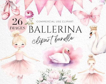 Clipart Watercolor Ballerina, Pink Ballerina, Ballerina Animal, Baby Shower, Nutcracker, Commercial Use, Instant Download, Transparent PNG