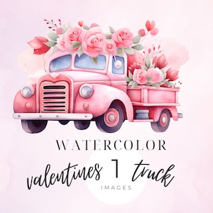 Valentines Truck Clipart, Valentines Truck Svg, Valentines Truck Digital File, Valentines Day Sublimation, Commercial Use, Valentine&#39;s Day