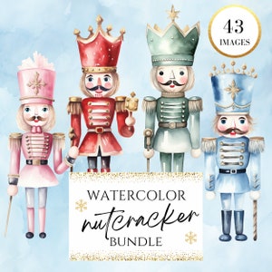 Watercolor Nutcracker Clipart Bundle: Pastel Christmas Designs (Digital Download)