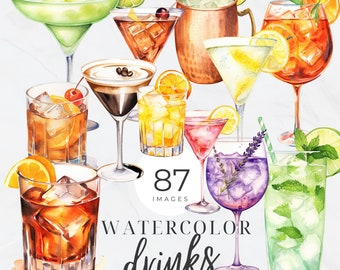 Bar Cart Clipart, Bar Menu Clip Art, Watercolor Signature Cocktail, Wedding Drinks Sign, Bar Cart, Alcohol Illustration, Beverage Bundle
