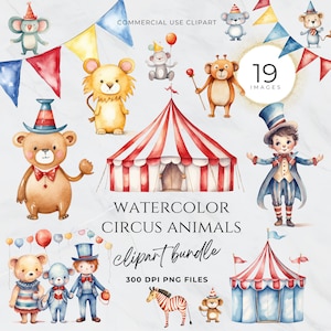 Circusdieren clipart, circustent clipart, olifant, digitaal, circus babyshower uitnodiging clipart, commercieel gebruik, transparante png