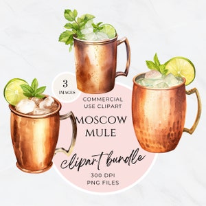 Moskou-muildier clipart, bar kar clipart, bar menu illustraties, aquarel handtekening cocktail, bord bruiloft drankjes, bar kar, alcohol illustratie