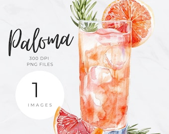 Signature Drinks Paloma, Cocktails Grapefruit, Bar Cart Clipart, Bar Menu Clip Art, Watercolor Signature Wedding Drinks Sign, Bar Cart