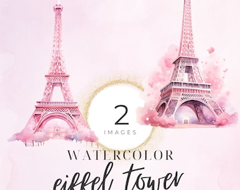 Eiffel Tower Clipart | Paris Floral Watercolor | French Clipart | Instant Download | Eiffel Tower Cricut | Commercial Use | Paris Clip Art