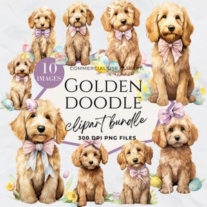 Golden Doodle Clipart, Ostern Doodle Hund, Hund Aquarell, Sofort Download, schwarz Labradoodle, Hunde Portrait, Golden Doodle Silhouette