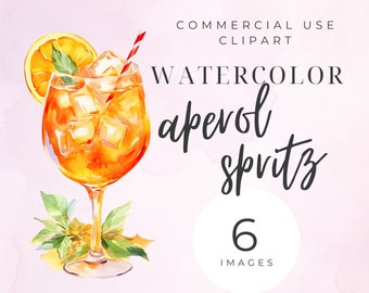 Aperol Clipart, Aperol Spritz PNG, Cocktail Drink Bundle Clipart, Bar Drinks, Signature Cocktail, Alcohol, Wedding Drink, Instant Download