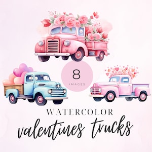 Valentines Truck Svg, Valentines Truck Digital File, Valentines Day Sublimation, Commercial Use, Valentine&#39;S Day Clipart, Transparent PNG