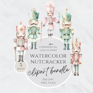 Clipart de quebra-nozes de Natal, quebra-nozes, PNG pastel, clipart aquarela, feriado, Boho, download digital instantâneo, uso comercial