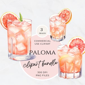Clipart carrello bar, clipart menu bar, cocktail firmato acquerello, cartello per bevande nuziali, carrello bar, illustrazione di alcol, Paloma PNG