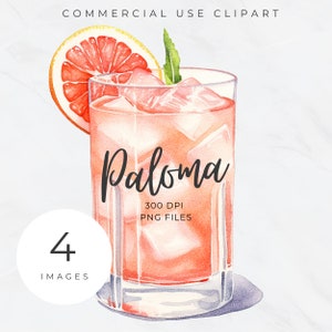 Cocktails Grapefruit, Paloma Bar Warenkorb Clipart, Bar Menü Clip Art, Aquarell Signatur Cocktail, Hochzeit Getränke Zeichen, Bar Warenkorb, Alkohol PNG