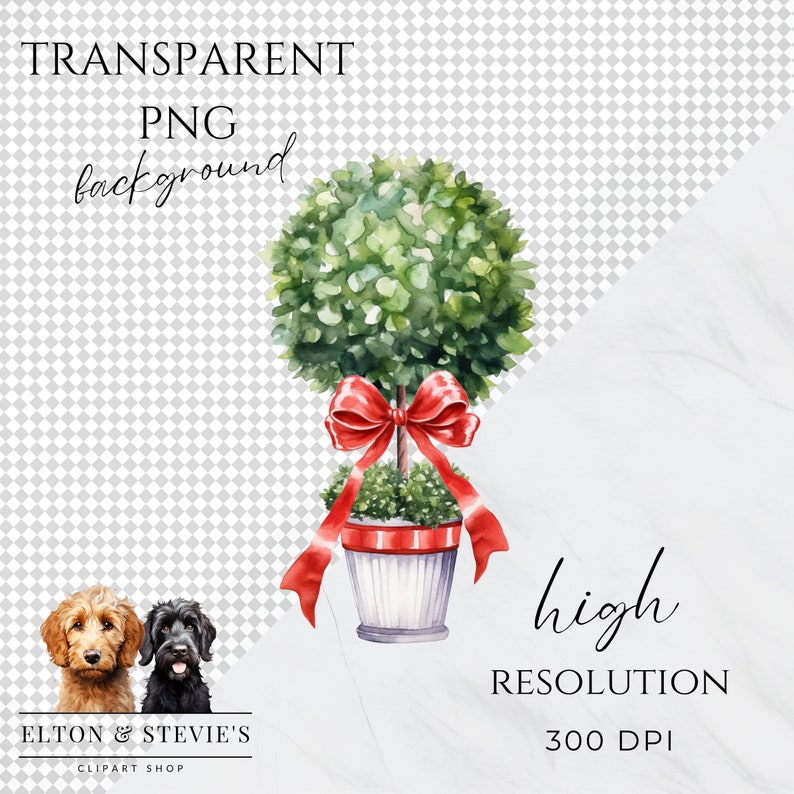 Christmas Topiary Clipart Christmas Garlands Simple - Etsy