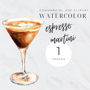 Espresso Martini Clipart, Watercolor Cocktail, Signature Drink, Wedding Sign, Bar Drinks, Cocktail Drink Bundle Clipart, Commercial Use, PNG