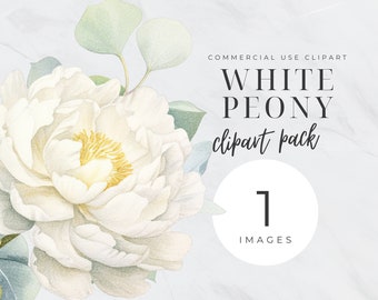 Wedding Peonies Clipart, White Beige Floral, Boho Peony Wreath Clip Art,  Watercolor Flowers, Eucalyptus Greenery Garland, Foliage, Spring