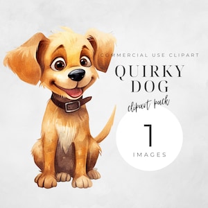 Watercolor Quirky Dogs Clipart, Pet Clip Art, Transparent Background PNG, Commercial Use, Overlays, Instant Download, High Resolution, Weird