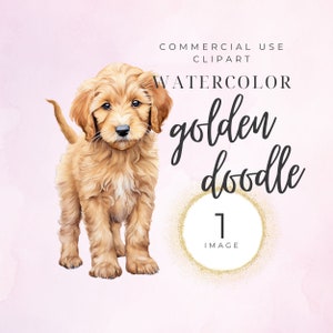Golden Doodle Clipart, Doodle Hund, Hund Aquarell, sofortiger Download, schwarze Labradoodle, Hundeportrait, Tierliebe, Silhouette, Kinderzimmer
