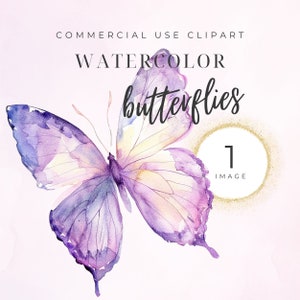 Clipart di farfalle viola dell'acquerello, acquerello floreale, clipart di matrimonio, clipart di bordo farfalla, carta digitale, segno di baby shower, primavera
