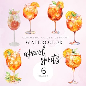Aperol Clipart, Aperol Spritz PNG, Clipart Bundle boisson cocktail, boissons au Bar, cocktail signature, alcool, boisson de mariage, téléchargement immédiat