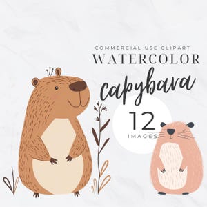 Watercolor Clipart Capibara PNG, Cute Kawaii Capybara Clipart, Digital Download for Sublimation, Art Projects, Instant Crafts for Kids Adult