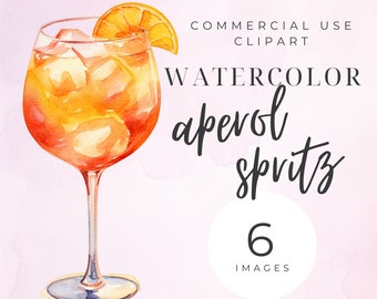 Aperol Clipart, Aperol Spritz PNG, Cocktail Drink Bundle Clipart, Bar Drinks, Signature Cocktail, Alcohol, Wedding Drink, Instant Download