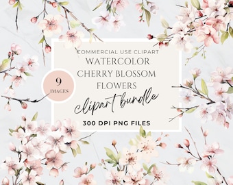 Cherry Blossom, Clipart Neutral Flowers, Light Pink Flower Clipart, Boho Flowers Clipart Rustic Flowers, Commercial Use, Instant Download